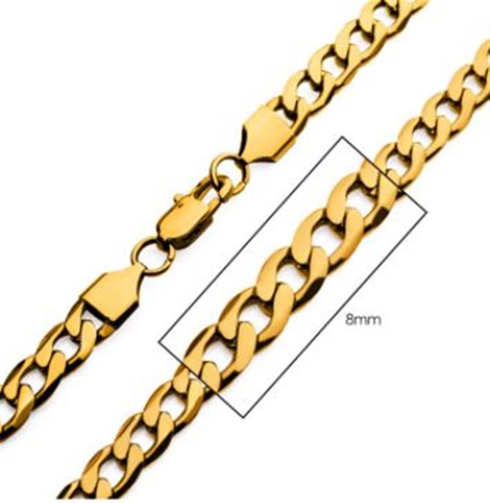 Curb Chain Bracelet in 18K Yellow Gold with Diamonds, 8mm