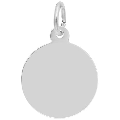 sterling silver small happy anniversary disc charm reverse side with smoth surface for engraving