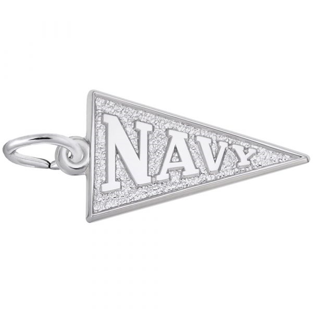 Navy Pennant Flag Charm / Sterling Silver