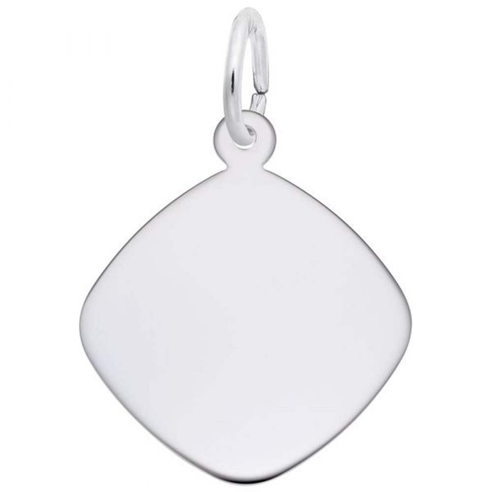 This is an image of a DISC Sterling Silver Charm by Rembrandt Charms. The charm has a sleek, polished surface and no additional design or engravings, with smooth edges and a small loop at the top for attachment to a chain or bracelet.