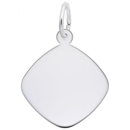 This is an image of a DISC Sterling Silver Charm by Rembrandt Charms. The charm has a sleek, polished surface and no additional design or engravings, with smooth edges and a small loop at the top for attachment to a chain or bracelet.