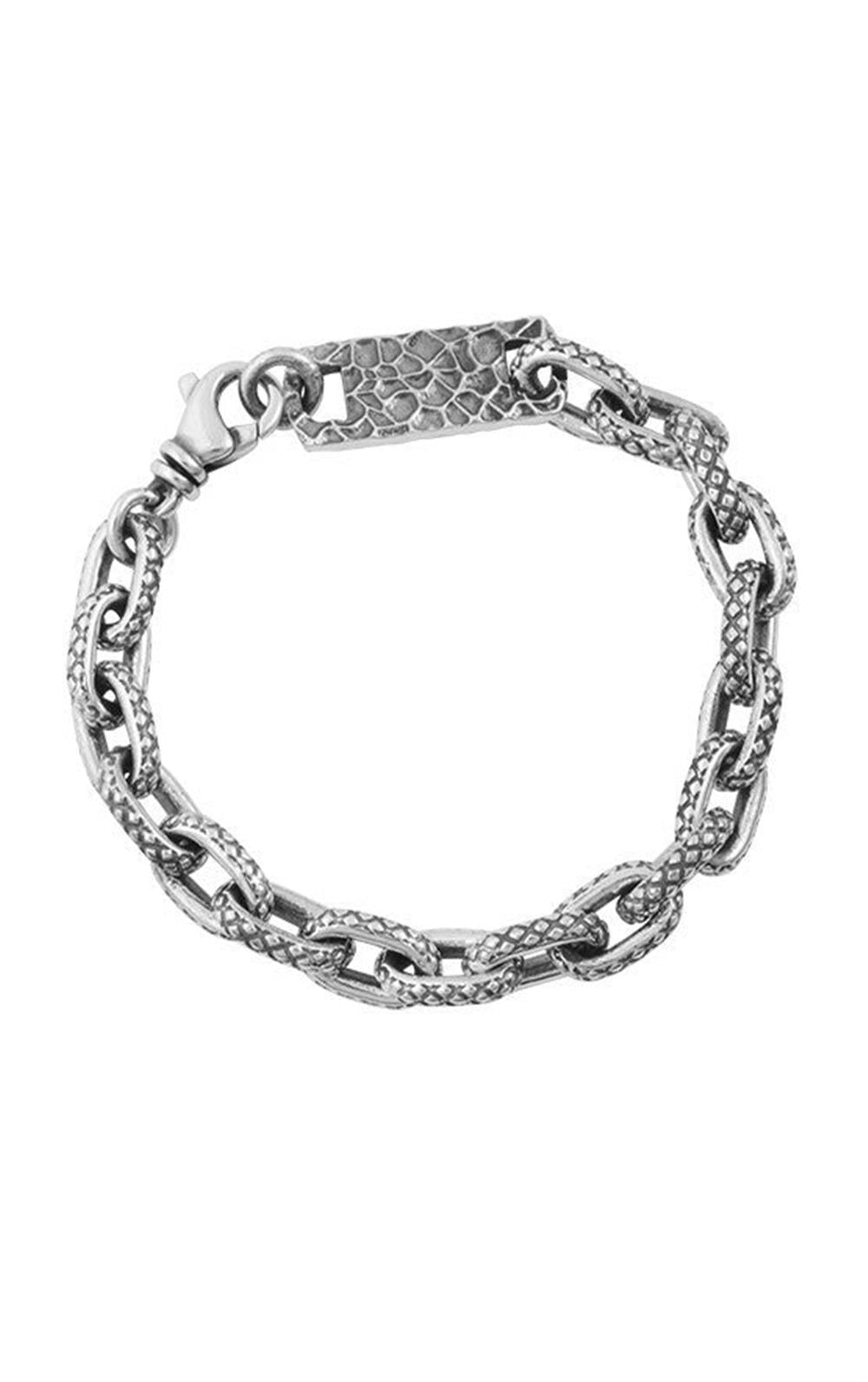 Introducing the King Baby Oval Link Crosshatch Silver Bracelet, a handmade .925 Sterling Silver chain link bracelet featuring an intricate, textured design and a lobster clasp closure. This elegant piece showcases oval-shaped links embellished with a dotted pattern, adding a touch of sophistication to any look.