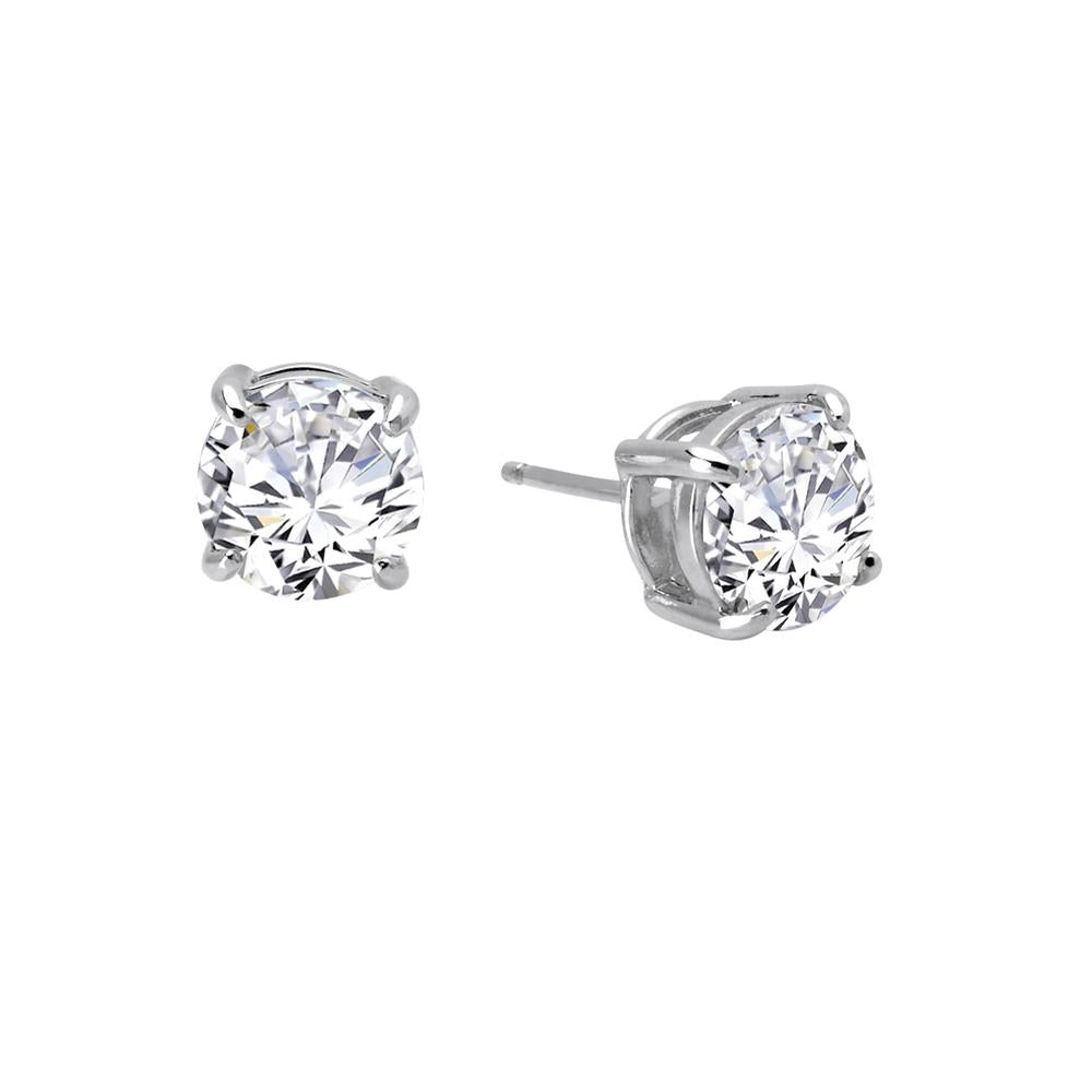 A pair of 4 Carats Diamond Stud Earrings | Lafonn featuring round, clear simulated diamonds in a four-prong setting.