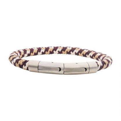 6mm Brown, Beige and Dark Brown Nylon Cord Bracelet. Length: 8.5-8" | INOX