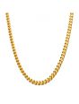 An INOX 4mm 18K Gold Plated Franco Chain, measuring 20 inches in length, showcases a series of interlocking links that form a smooth, continuous loop. This elegant necklace is presented against a plain white background.