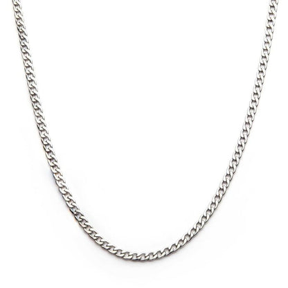 An elegant Men's 4mm Steel Classic Curb Chain from INOX, showcased against a plain white background. The 20" stainless steel necklace features a timeless, tightly-woven curb chain design.